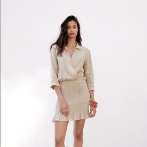 Zara Linen Ruched Mini Dress